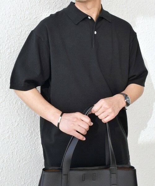 SHIPS / シップス ポロシャツ | SHIPS any:〈接触冷感〉ハイゲージ リネンミックス サマー ニット ポロシャツ 25SS◇(ブラック)