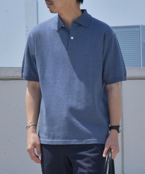 SHIPS / シップス ポロシャツ | SHIPS any:〈接触冷感〉ハイゲージ リネンミックス サマー ニット ポロシャツ 25SS◇(ブルー)