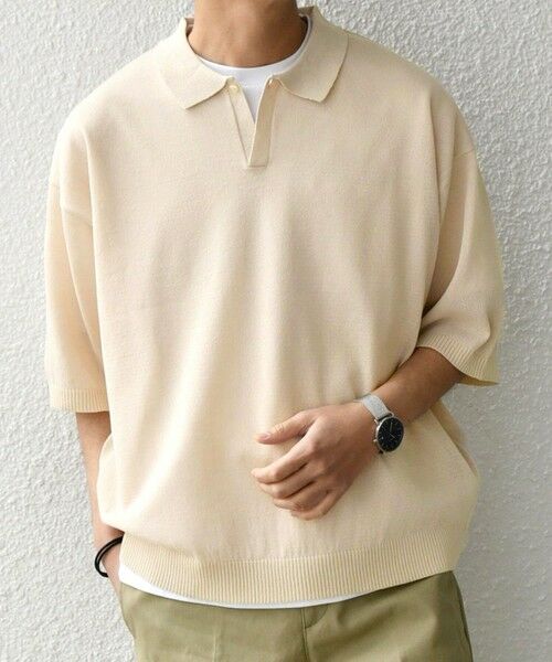 SHIPS / シップス ポロシャツ | SHIPS any:〈手洗い可能〉リネンミックス ハイゲージ ニット スキッパー ポロシャツ◇ | 詳細3
