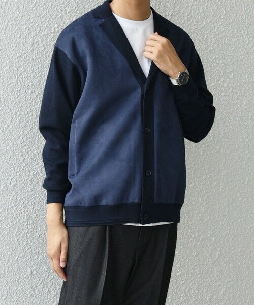SHIPS / シップス カーディガン・ボレロ | SHIPS any: 〈手洗い可能〉コットン カシミヤ混 コンビ ニット ジャケット◇(ネイビー)