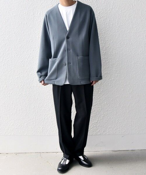 SHIPS / シップス ノーカラージャケット | SHIPS any: 〈洗濯機可能〉ソフトダンボール ウォーム ノーカラー リラックス ジャケット◇ | 詳細1