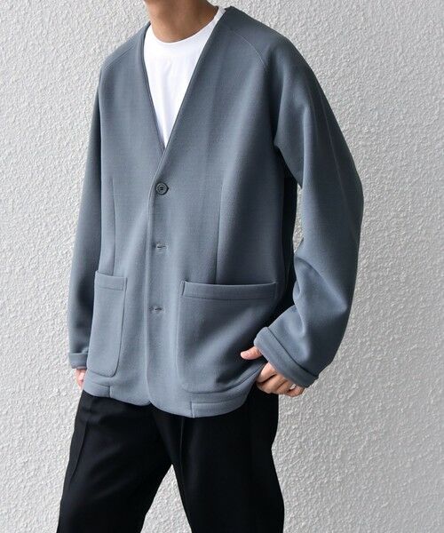 SHIPS / シップス ノーカラージャケット | SHIPS any: 〈洗濯機可能〉ソフトダンボール ウォーム ノーカラー リラックス ジャケット◇ | 詳細4