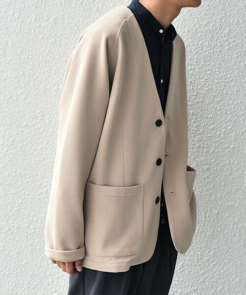 SHIPS / シップス ノーカラージャケット | SHIPS any: 〈洗濯機可能〉ソフトダンボール ウォーム ノーカラー リラックス ジャケット◇ | 詳細20