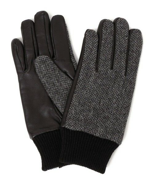 SHIPS / シップス 手袋 | SHIPS any:〈スマホ/タッチパネル対応〉MOON ツイード/レザー コンビ リブ グローブ◇ | 詳細1