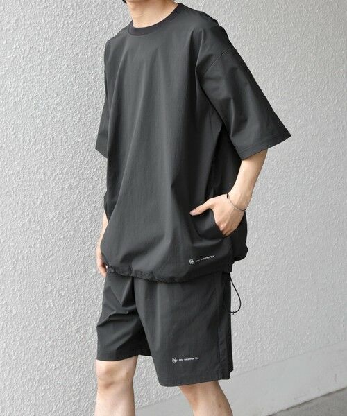 SHIPS / シップス Tシャツ | 【WEB限定】SHIPS any: ワッシャーナイロン スピンドル Tシャツ＋イージーショーツ セットアップ（ダークグレー）