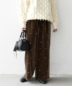 SHIPS / シップス その他パンツ | 《予約》SHIPS any:〈手洗い可能〉ポリエステル ベロア 刺繍 ストレート ワイド パンツ