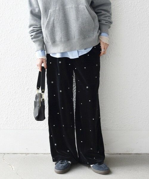 SHIPS / シップス その他パンツ | SHIPS any:〈手洗い可能〉ポリエステル ベロア 刺繍 ストレート ワイド パンツ | 詳細3