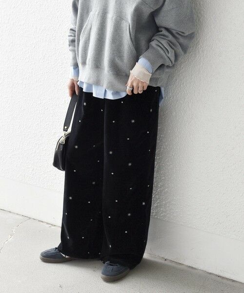 SHIPS / シップス その他パンツ | SHIPS any:〈手洗い可能〉ポリエステル ベロア 刺繍 ストレート ワイド パンツ | 詳細6