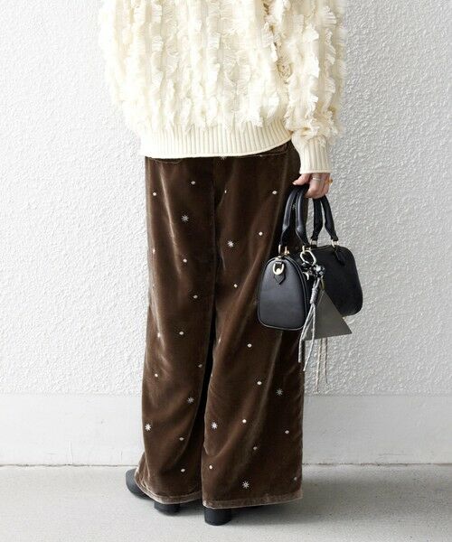 SHIPS / シップス その他パンツ | SHIPS any:〈手洗い可能〉ポリエステル ベロア 刺繍 ストレート ワイド パンツ | 詳細12