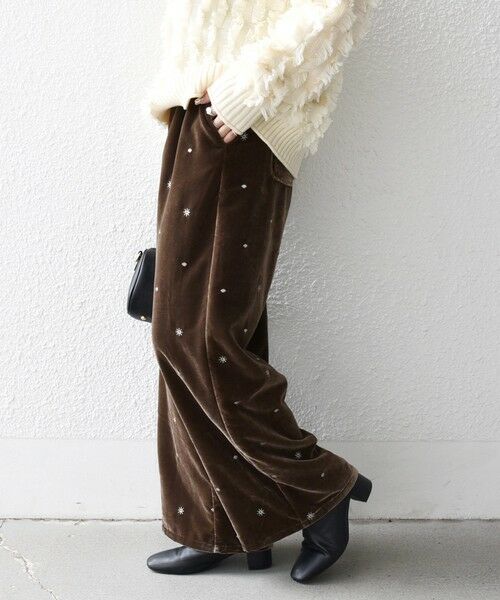 SHIPS / シップス その他パンツ | SHIPS any:〈手洗い可能〉ポリエステル ベロア 刺繍 ストレート ワイド パンツ | 詳細13
