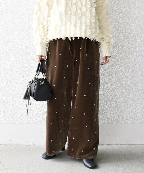 SHIPS / シップス その他パンツ | SHIPS any:〈手洗い可能〉ポリエステル ベロア 刺繍 ストレート ワイド パンツ | 詳細15