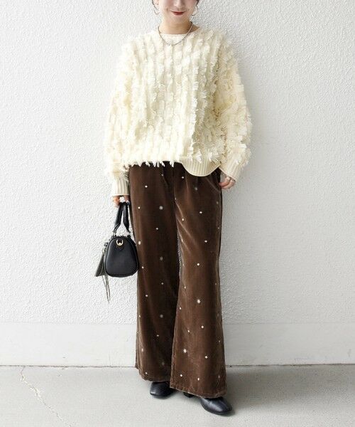 SHIPS / シップス その他パンツ | SHIPS any:〈手洗い可能〉ポリエステル ベロア 刺繍 ストレート ワイド パンツ | 詳細9