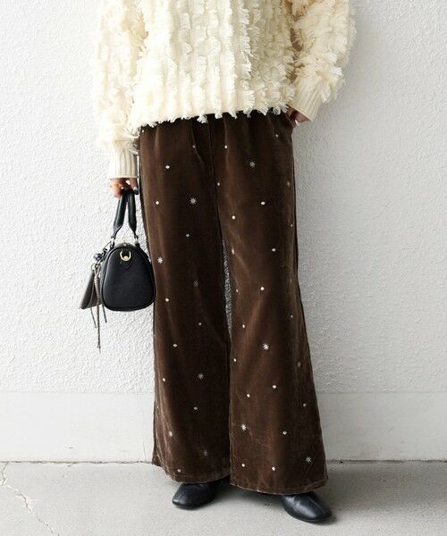 SHIPS / シップス その他パンツ | SHIPS any:〈手洗い可能〉ポリエステル ベロア 刺繍 ストレート ワイド パンツ | 詳細11