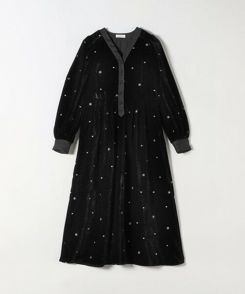 SHIPS / シップス ロング・マキシ丈ワンピース | SHIPS any:〈手洗い可能〉ポリエステル ベロア 刺繍 タック フレア ワンピース | 詳細8