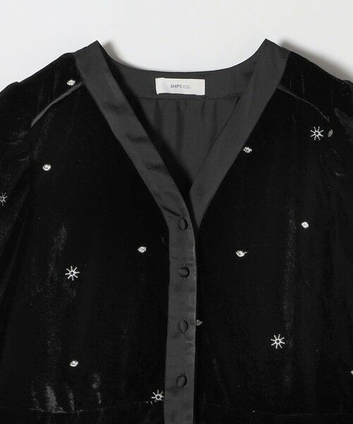 SHIPS / シップス ロング・マキシ丈ワンピース | SHIPS any:〈手洗い可能〉ポリエステル ベロア 刺繍 タック フレア ワンピース | 詳細9