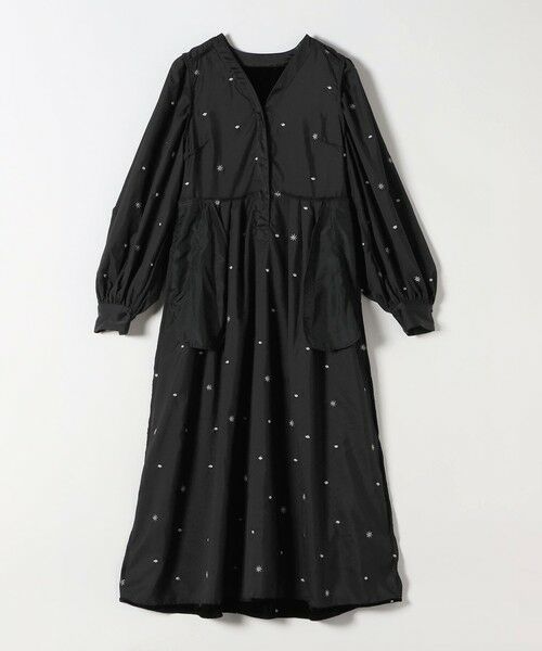 SHIPS / シップス ロング・マキシ丈ワンピース | SHIPS any:〈手洗い可能〉ポリエステル ベロア 刺繍 タック フレア ワンピース | 詳細14