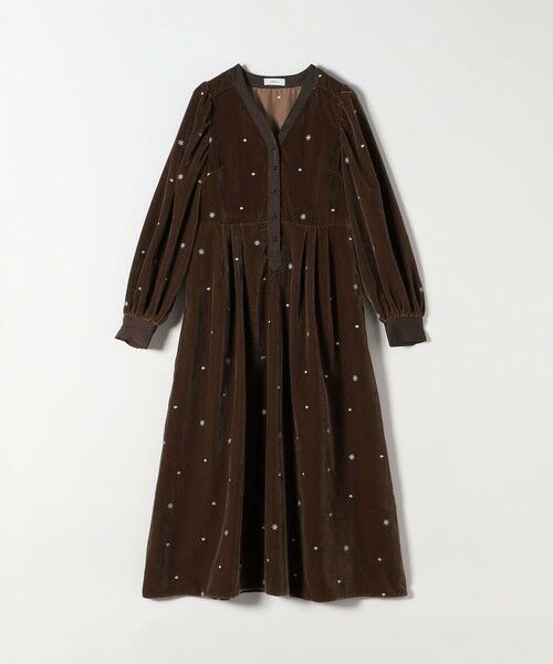 SHIPS / シップス ロング・マキシ丈ワンピース | SHIPS any:〈手洗い可能〉ポリエステル ベロア 刺繍 タック フレア ワンピース | 詳細24