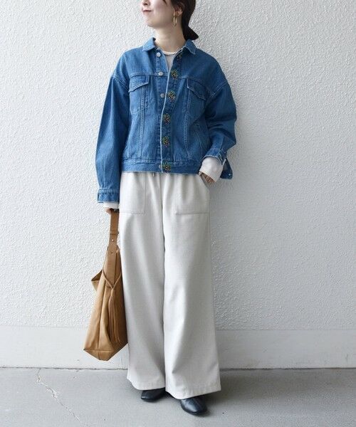 SHIPS / シップス Gジャン・デニムジャケット | bon_meur:〈洗濯機可能〉ビジュー ルーズ デニム ジャケット | 詳細1