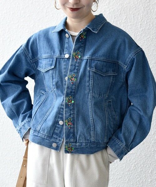 SHIPS / シップス Gジャン・デニムジャケット | bon_meur:〈洗濯機可能〉ビジュー ルーズ デニム ジャケット | 詳細3