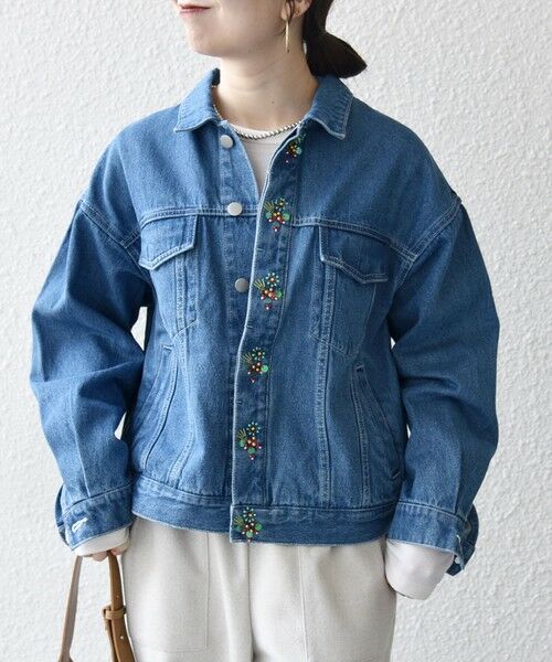 SHIPS / シップス Gジャン・デニムジャケット | bon_meur:〈洗濯機可能〉ビジュー ルーズ デニム ジャケット | 詳細4