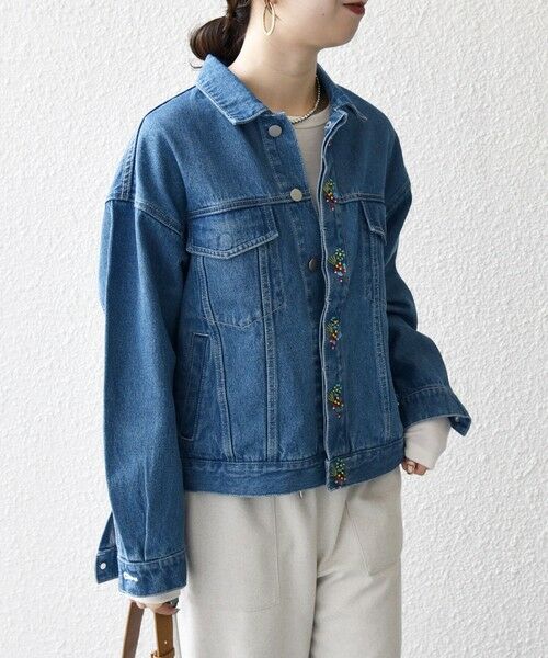 SHIPS / シップス Gジャン・デニムジャケット | bon_meur:〈洗濯機可能〉ビジュー ルーズ デニム ジャケット | 詳細5