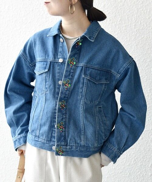 SHIPS / シップス Gジャン・デニムジャケット | bon_meur:〈洗濯機可能〉ビジュー ルーズ デニム ジャケット | 詳細9