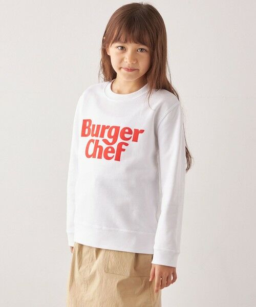 SHIPS / シップス スウェット | 【SHIPS any別注】Burger Chef: ロゴ プリント スウェット<KIDS>(ホワイト)