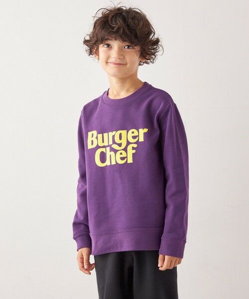 SHIPS / シップス スウェット | 【SHIPS any別注】Burger Chef: ロゴ プリント スウェット<KIDS>(パープル)