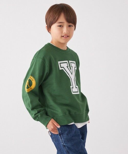 SHIPS / シップス スウェット | 【SHIPS any別注】 Champion: テニスクラブ クルーネック スウェット 〈KIDS〉◇(グリーン)