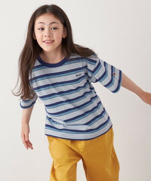 SHIPS / シップス Tシャツ | FRUIT OF THE LOOM: 刺繍 ロゴ カラー ボーダー Tシャツ<KIDS> | 詳細18