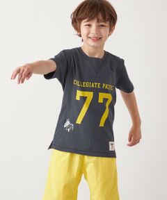 SHIPS / シップス Tシャツ | 【SHIPS any別注】Collegiate Pacific:〈洗濯機可能〉Vガゼット プリント & 刺繍 Tシャツ<KIDS>