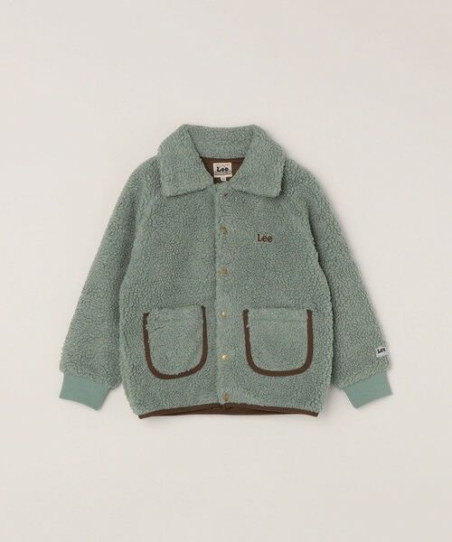SHIPS / シップス ブルゾン | Lee:〈洗濯機可能〉刺繍 ロゴ ボア ポケット ジャケット <KIDS>(ライトグリーン)