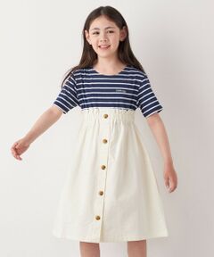 SHIPS / シップス ロング・マキシ丈ワンピース | SHIPS any: ロゴ 刺繍 ボーダー ドッキング ワンピース <KIDS>