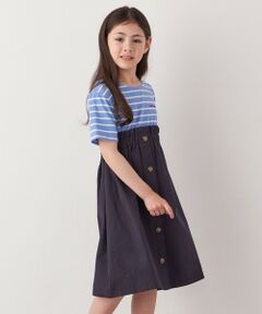 SHIPS / シップス ロング・マキシ丈ワンピース | SHIPS any: ロゴ 刺繍 ボーダー ドッキング ワンピース <KIDS>