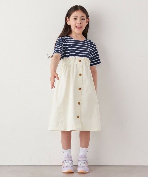 SHIPS / シップス ロング・マキシ丈ワンピース | SHIPS any: ロゴ 刺繍 ボーダー ドッキング ワンピース <KIDS> | 詳細1