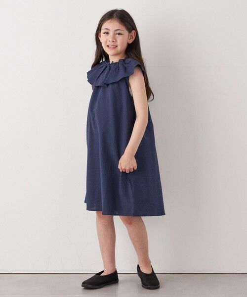 SHIPS / シップス ロング・マキシ丈ワンピース | SHIPS any: シアサッカー フリルカラー ノースリーブ ワンピース <KIDS> | 詳細9