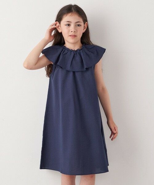 SHIPS / シップス ロング・マキシ丈ワンピース | SHIPS any: シアサッカー フリルカラー ノースリーブ ワンピース <KIDS> | 詳細10