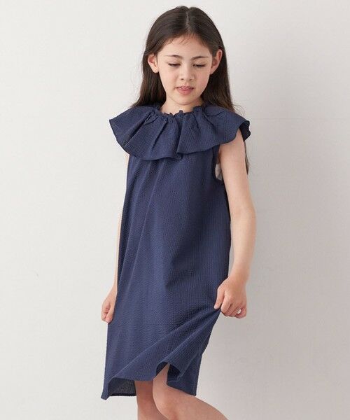 SHIPS / シップス ロング・マキシ丈ワンピース | SHIPS any: シアサッカー フリルカラー ノースリーブ ワンピース <KIDS> | 詳細11
