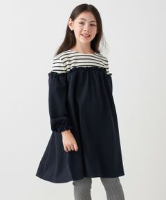 SHIPS / シップス ロング・マキシ丈ワンピース | SHIPS any:〈洗濯機可能〉ボーダー/ソリッド 切り替え ワンピース<KIDS>