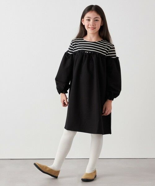 SHIPS / シップス ロング・マキシ丈ワンピース | SHIPS any:〈洗濯機可能〉ボーダー/ソリッド 切り替え ワンピース<KIDS> | 詳細1