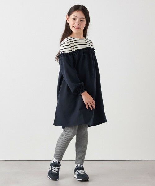 SHIPS / シップス ロング・マキシ丈ワンピース | SHIPS any:〈洗濯機可能〉ボーダー/ソリッド 切り替え ワンピース<KIDS> | 詳細30