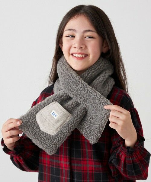 SHIPS / シップス マフラー・ショール・スヌード・ストール | Lee:〈手洗い可能〉ボア キルティング リバーシブル ポケット マフラー <KIDS> | 詳細3