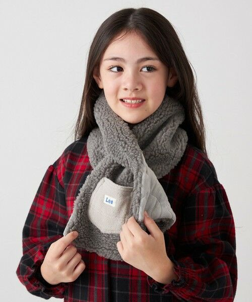 SHIPS / シップス マフラー・ショール・スヌード・ストール | Lee:〈手洗い可能〉ボア キルティング リバーシブル ポケット マフラー <KIDS> | 詳細4