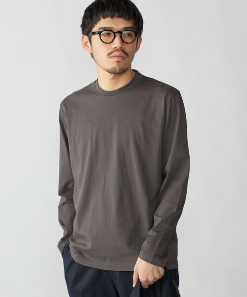 SHIPS / シップス Tシャツ | 【WEB限定】SHIPS:〈手洗い可能/抗菌/防臭〉シルケット ビズ クルーネック ロングスリーブ（チャコールグレー）