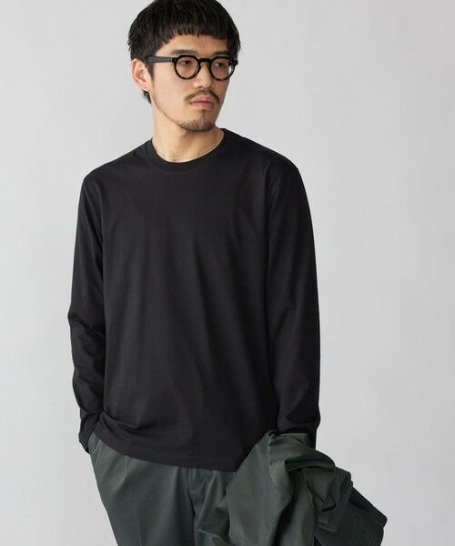 SHIPS / シップス Tシャツ | 【WEB限定】SHIPS:〈手洗い可能/抗菌/防臭〉シルケット ビズ クルーネック ロングスリーブ（ブラック）