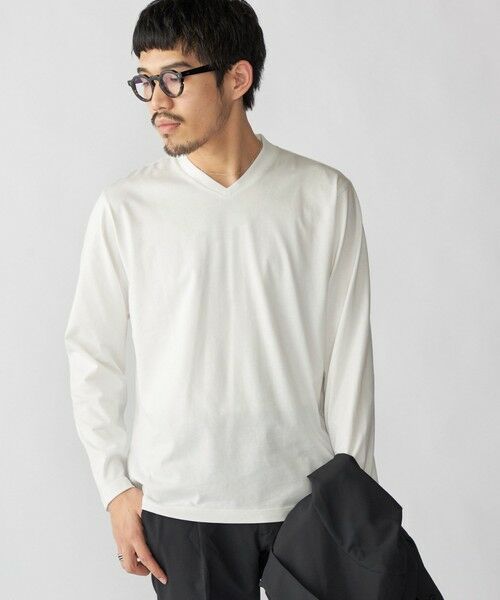 SHIPS / シップス Tシャツ | 【WEB限定】SHIPS:〈手洗い可能/抗菌/防臭〉シルケット ビズ Vネック ロングスリーブ | 詳細8