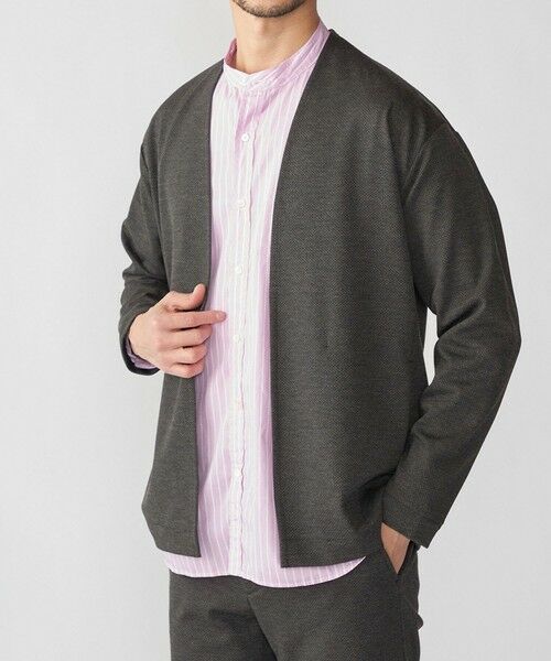 SHIPS / シップス カーディガン・ボレロ | SHIPS: 〈セットアップ対応〉ジャカード ノーカラー カーディガン（ダークグレー）