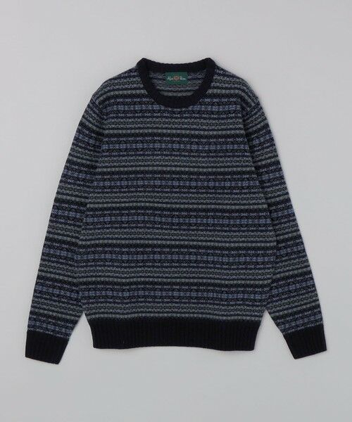 SHIPS / シップス ニット・セーター | ALANPAINE: 〈手洗い可能〉7ゲージ フェアアイル クルーネック ニット（ネイビー）