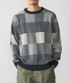 SHIPS / シップス ニット・セーター | SHIPS: 〈洗濯機可能〉チェック コットンカシミヤ クルーネック