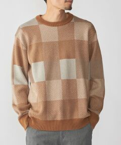 SHIPS / シップス ニット・セーター | SHIPS: 〈洗濯機可能〉チェック コットンカシミヤ クルーネック